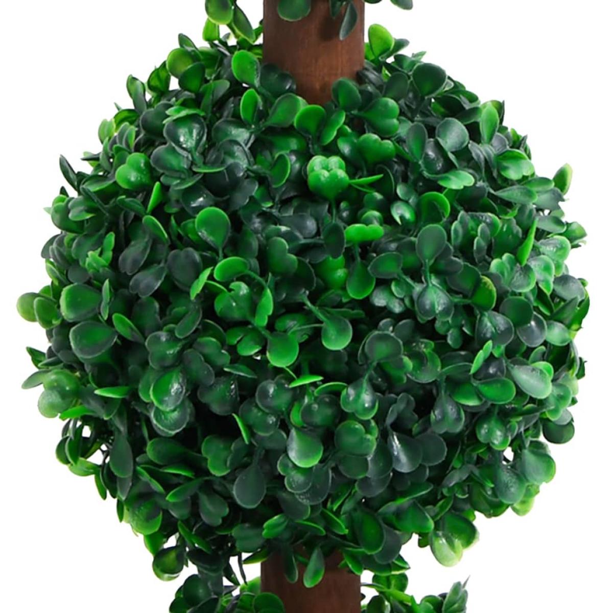 Planta de boj artificial forma de bola con maceta verde 90 cm