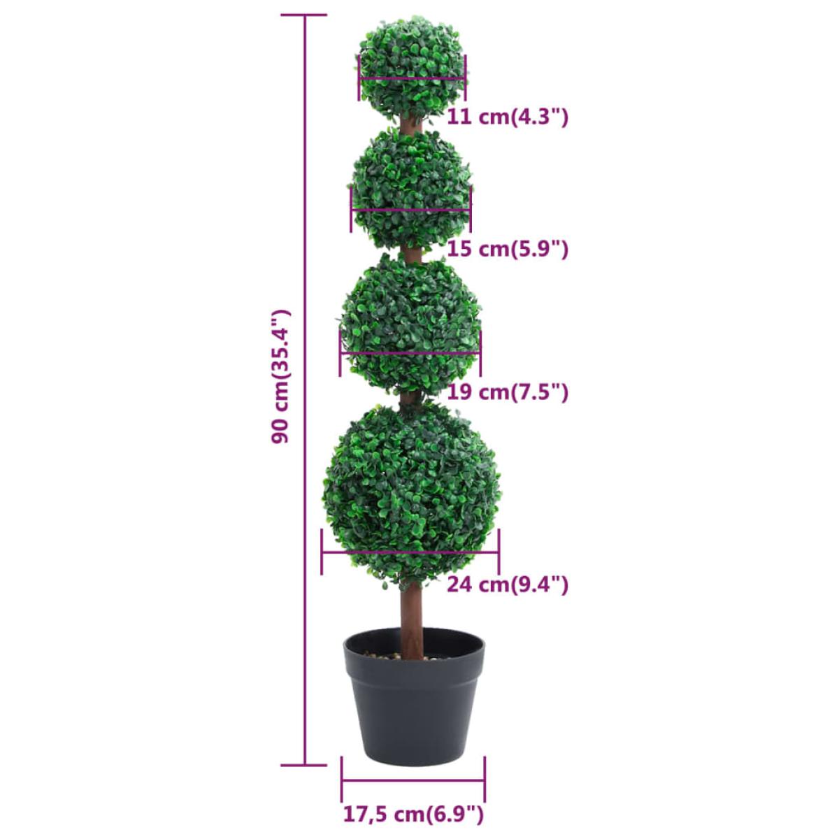 Planta de boj artificial forma de bola con maceta verde 90 cm