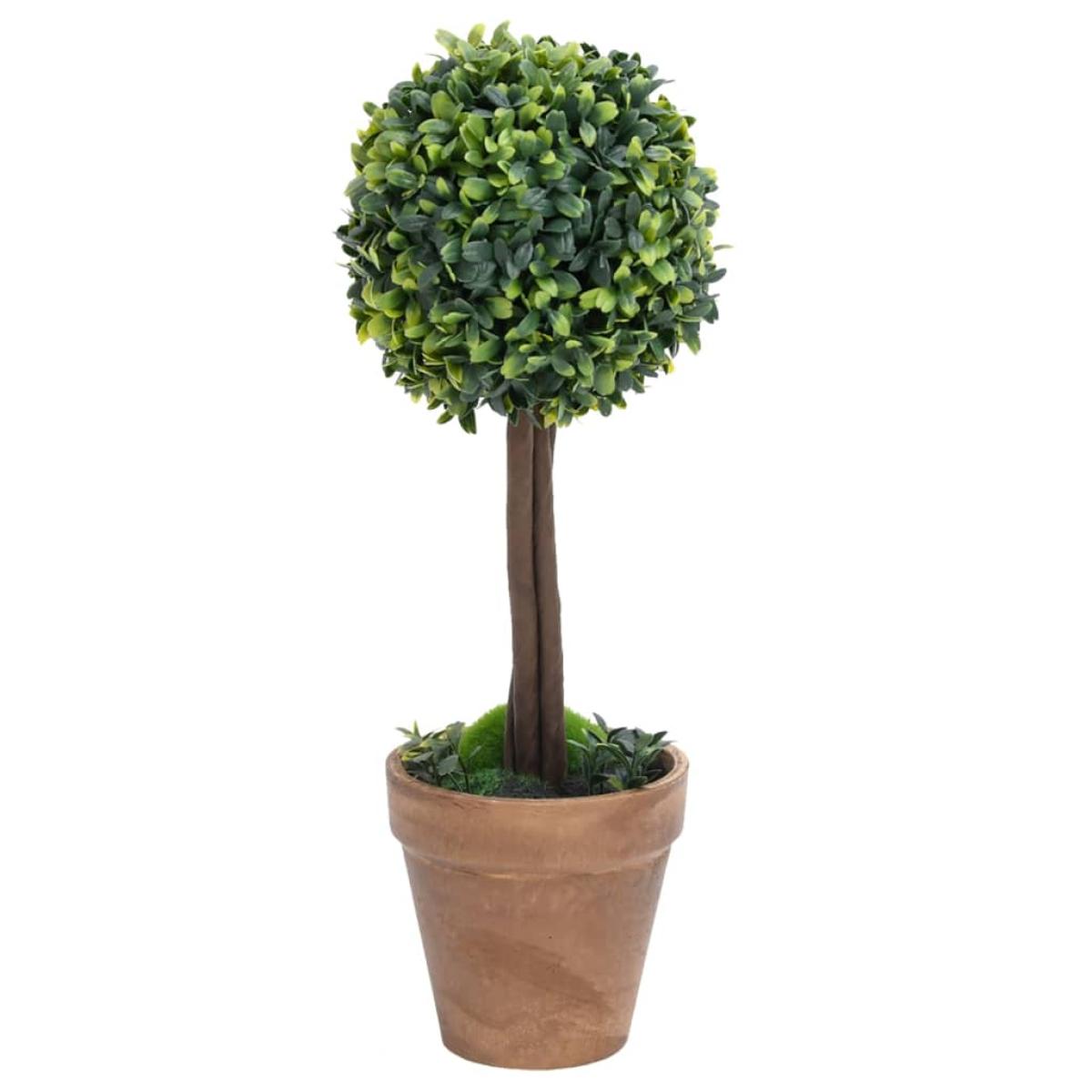 Plantas de boj artificial 2 uds forma bola maceta verde 33 cm