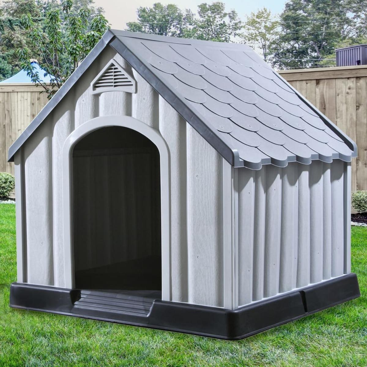 Caseta para perros gris 92x87x91 cm plástico