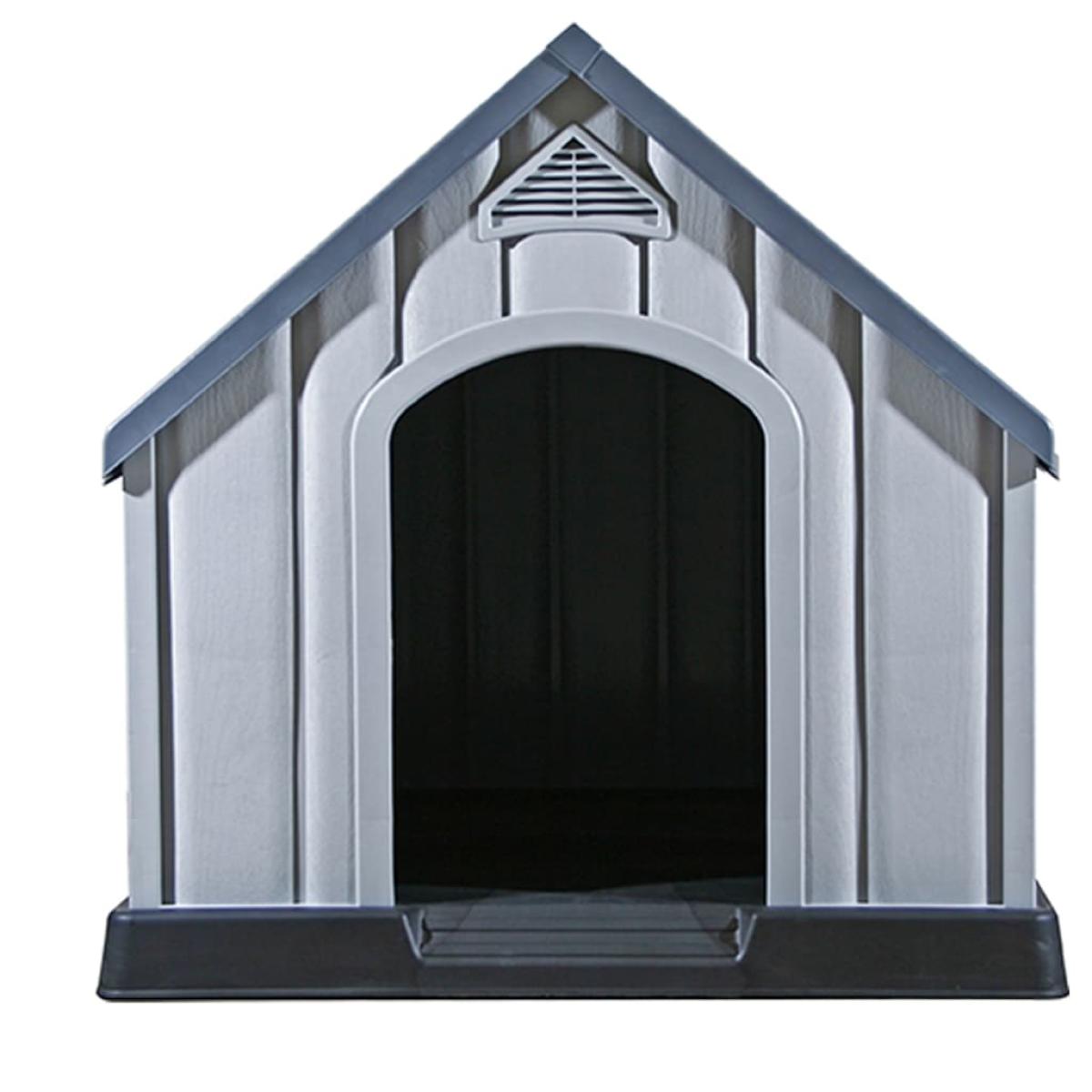 Caseta para perros gris 92x87x91 cm plástico