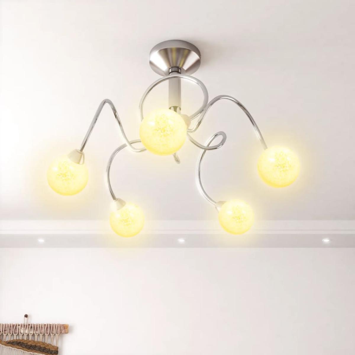 Lámpara de techo pantallas cristal redonda 5 bombillas LED G9