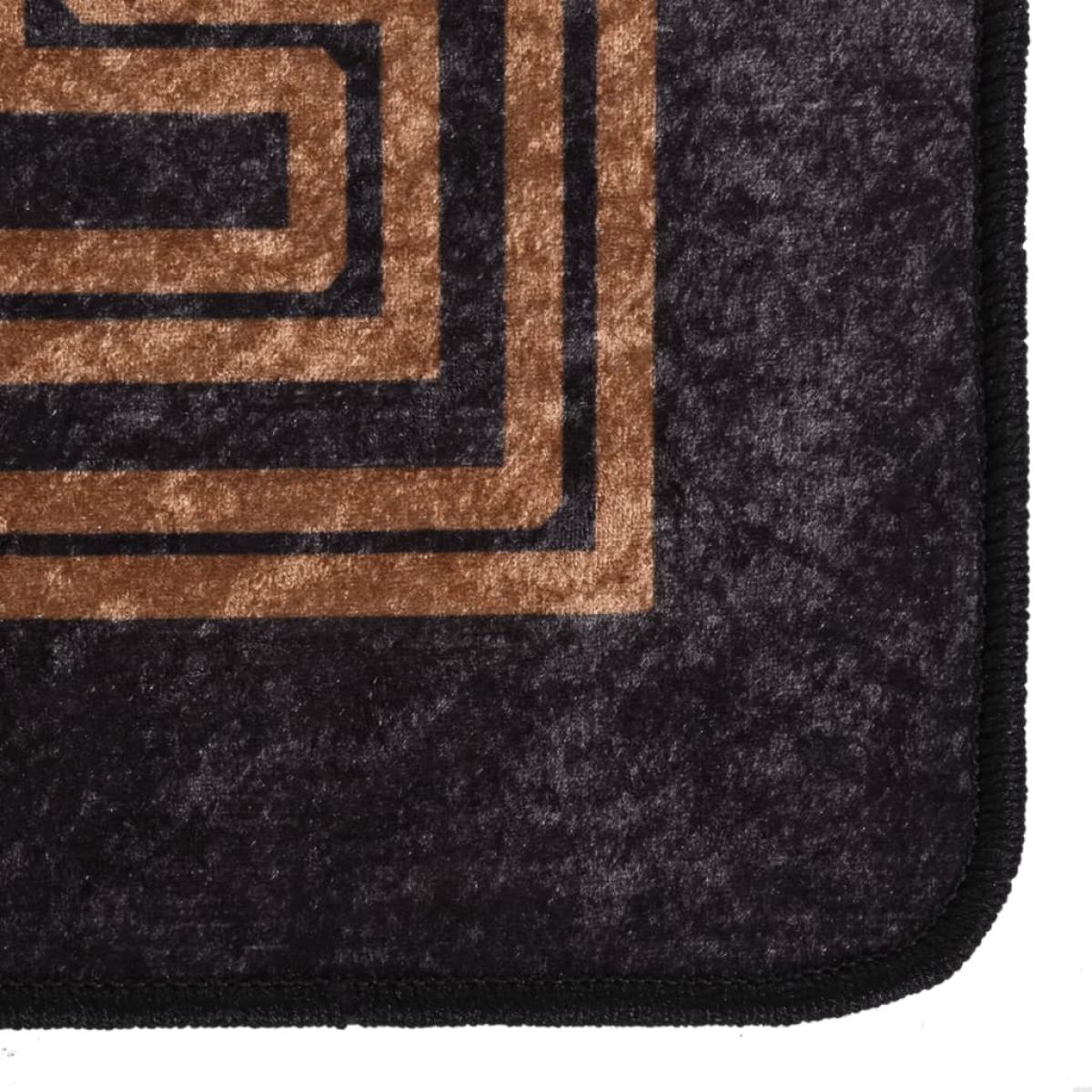 Alfombra lavable antideslizante negro y dorado 190x300 cm