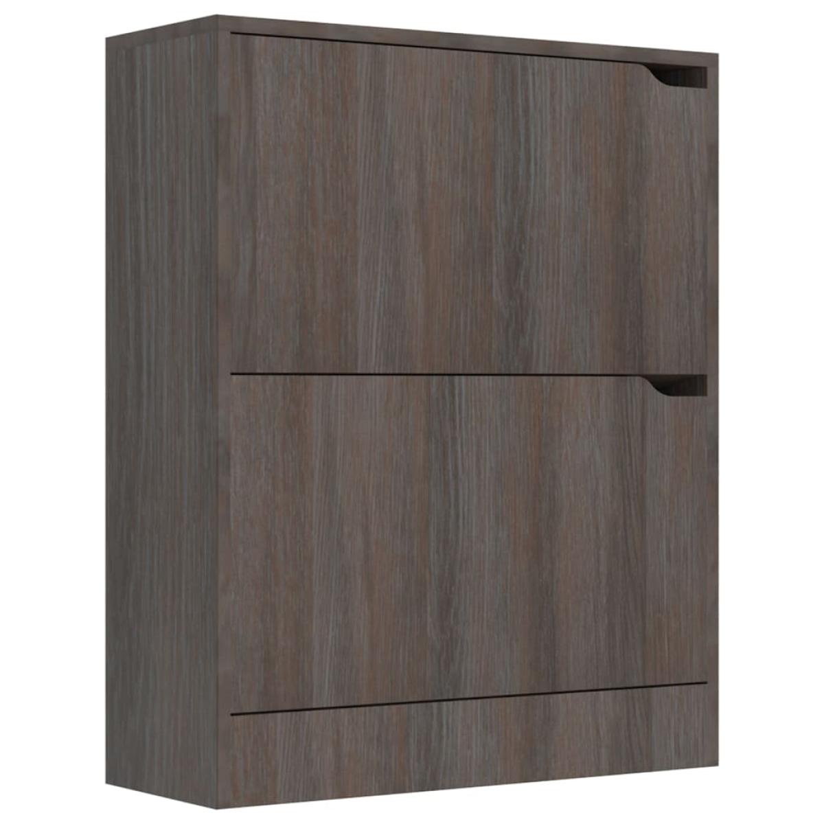Mueble zapatero 2 puertas aglomerado roble gris 59x24x74 cm