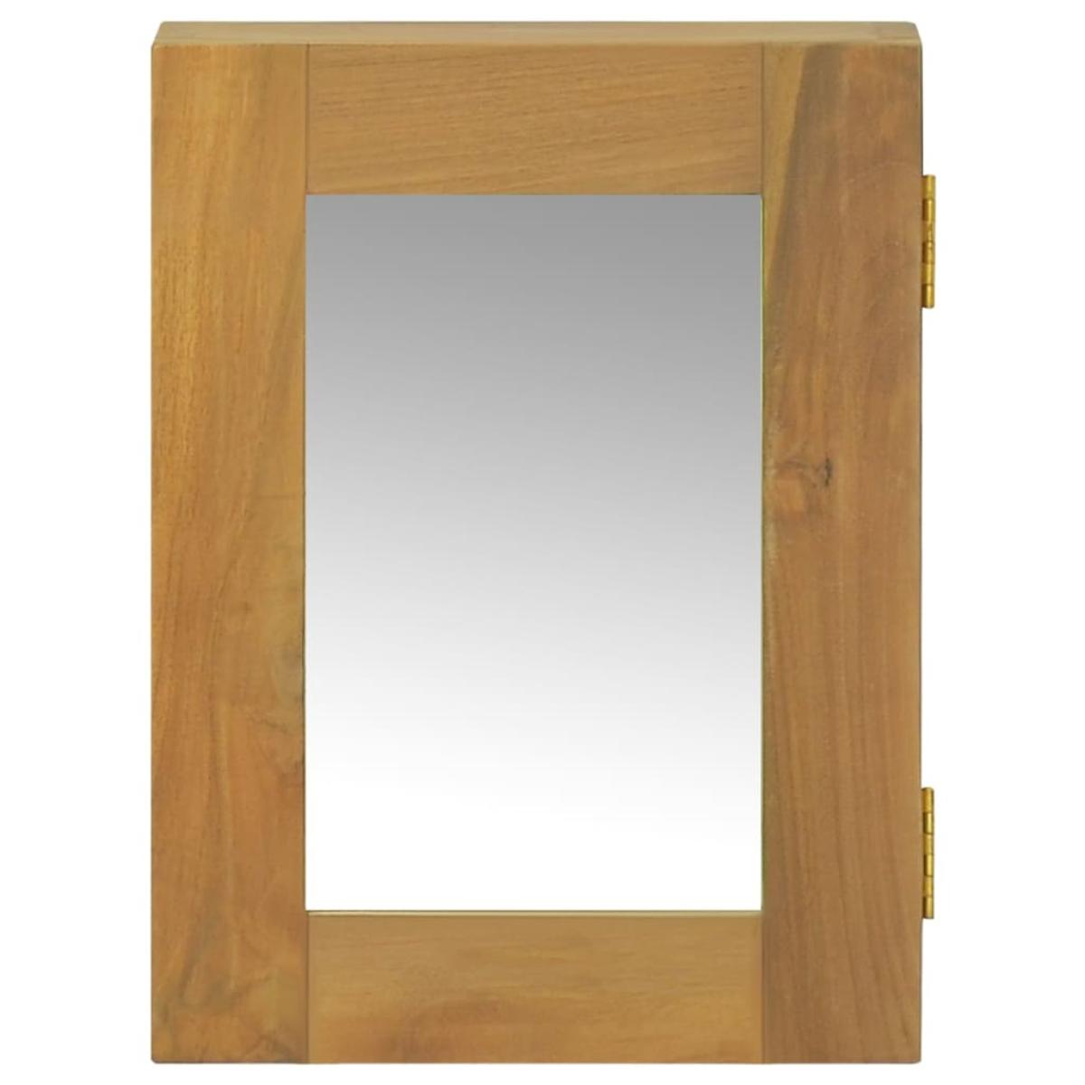 Mueble con espejo madera maciza de teca 30x10x40 cm