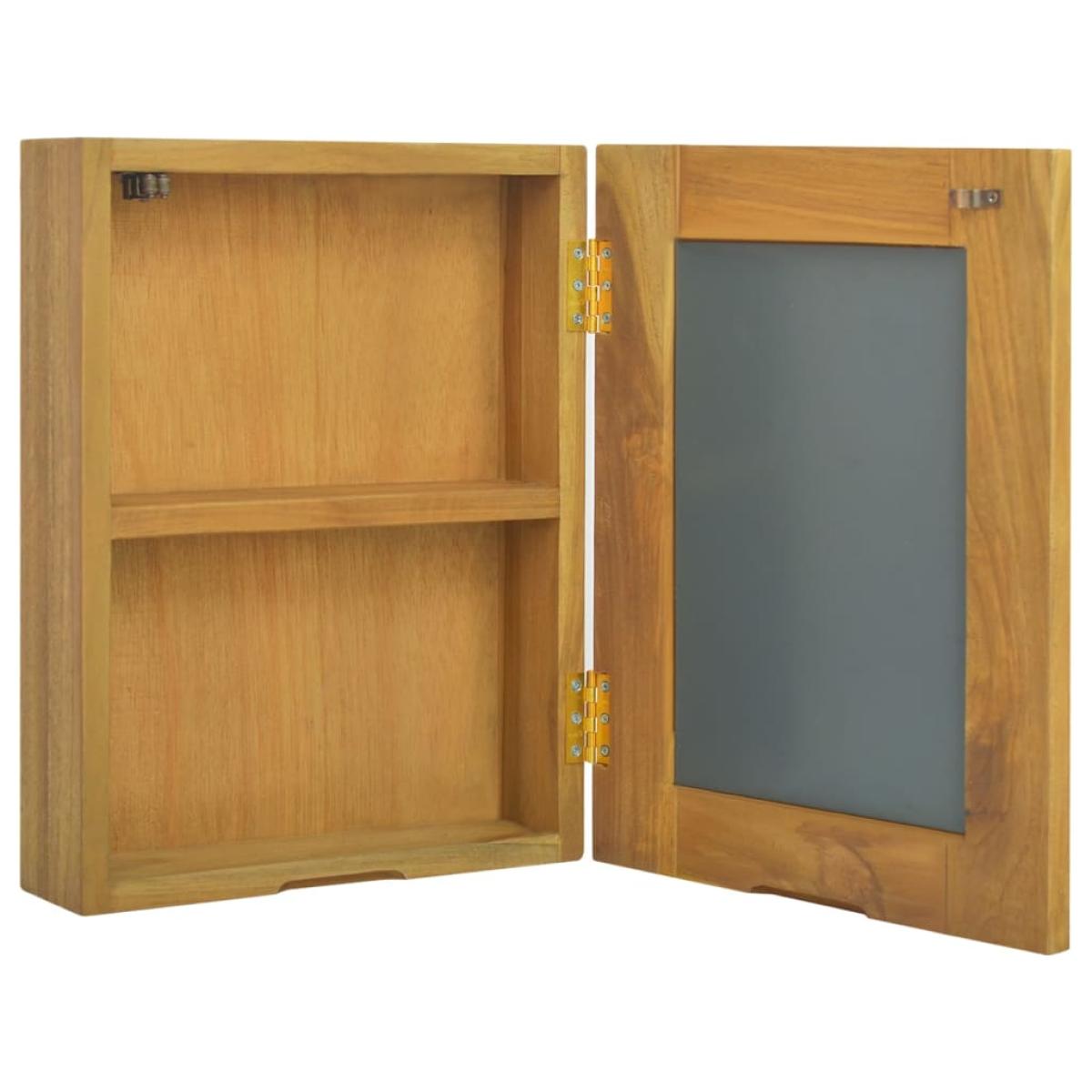 Mueble con espejo madera maciza de teca 30x10x40 cm