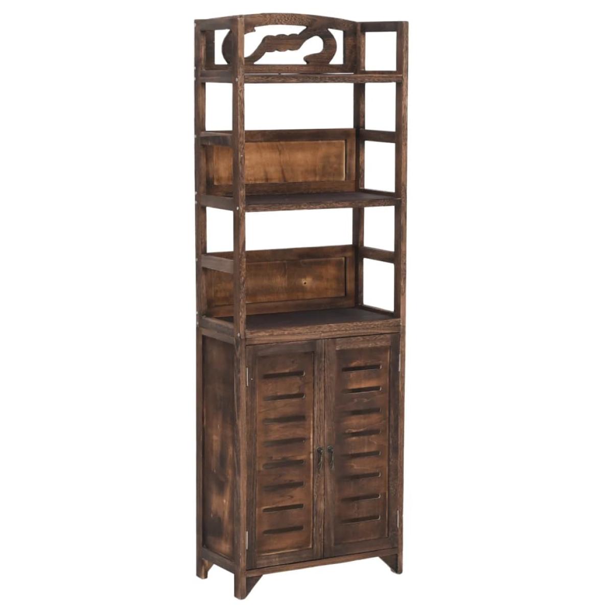 Estantería madera maciza paulownia marrón oscuro 46x24x140 cm