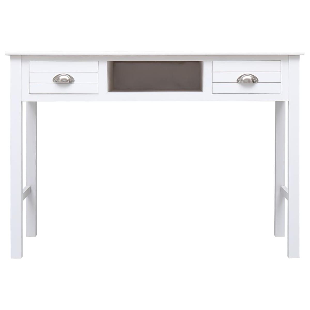 Escritorio de madera maciza de Paulownia blanco 108x45x76 cm