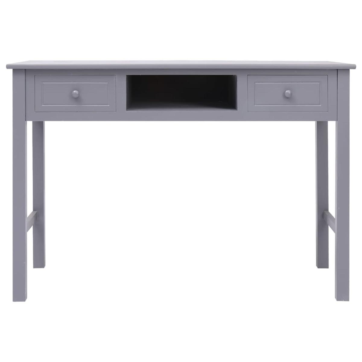 Escritorio de madera maciza de Paulownia gris 108x45x76 cm