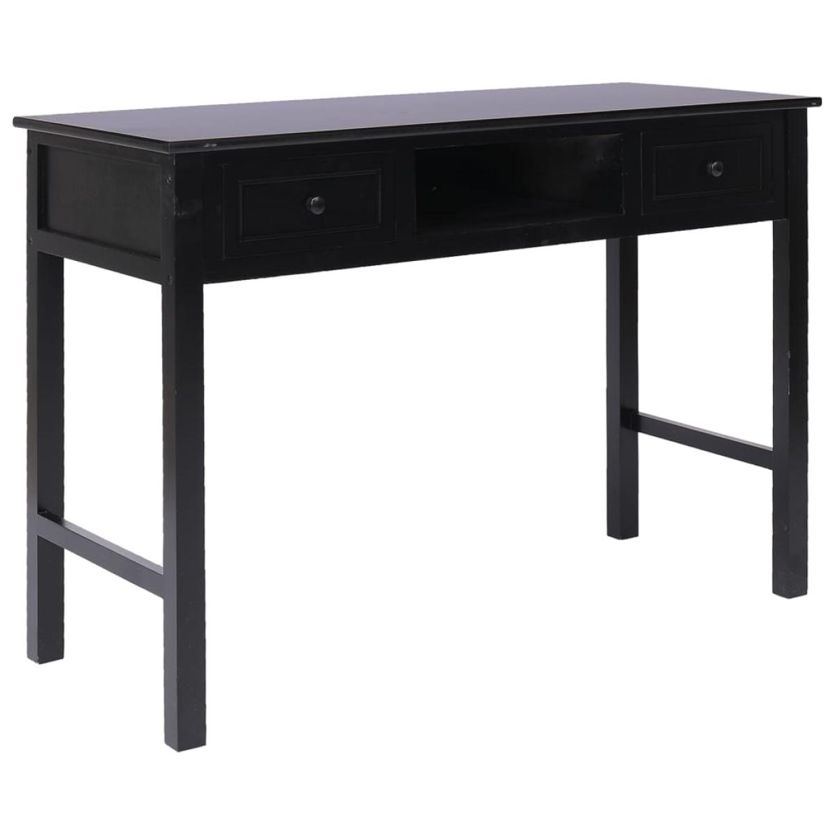Escritorio de madera maciza de Paulownia negro 108x45x76 cm