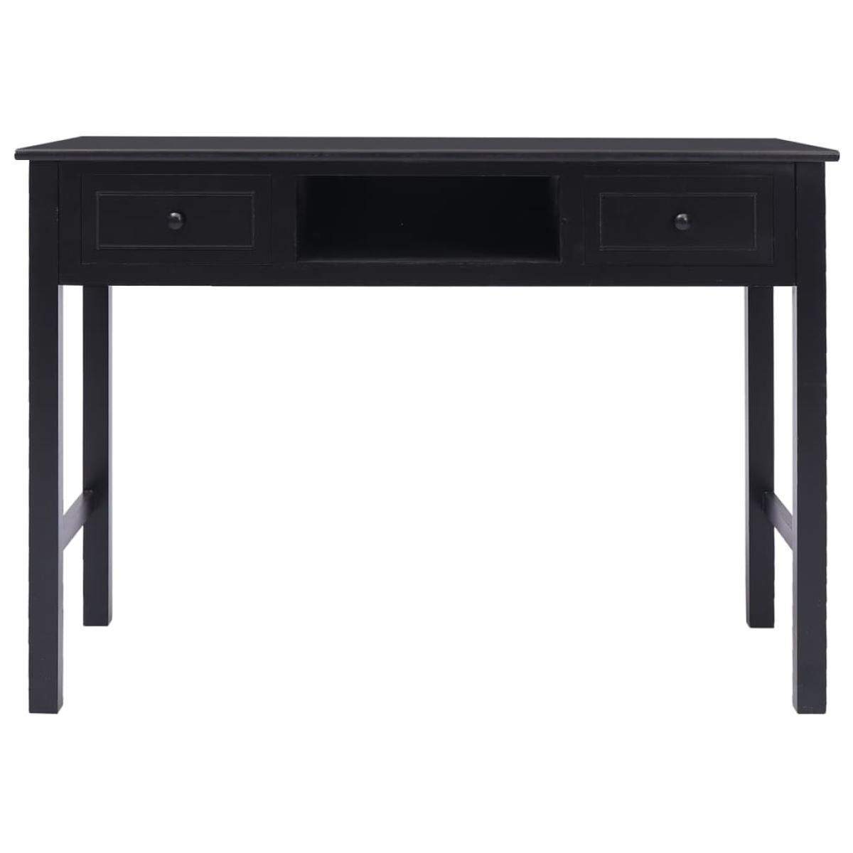 Escritorio de madera maciza de Paulownia negro 108x45x76 cm