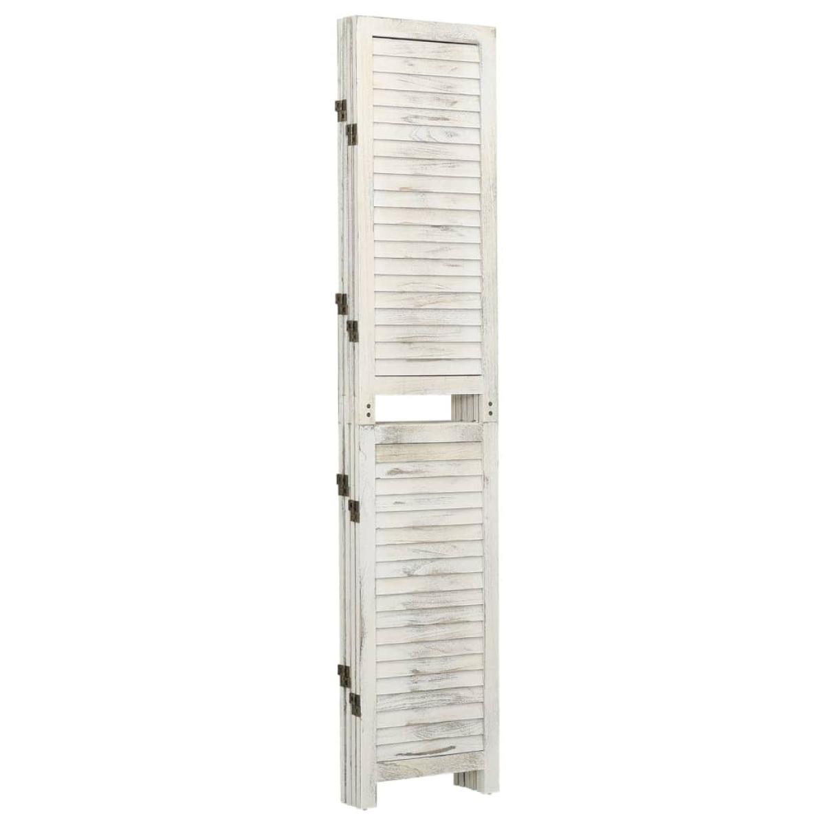 Biombo de 4 paneles madera blanco envejecido 140x165 cm