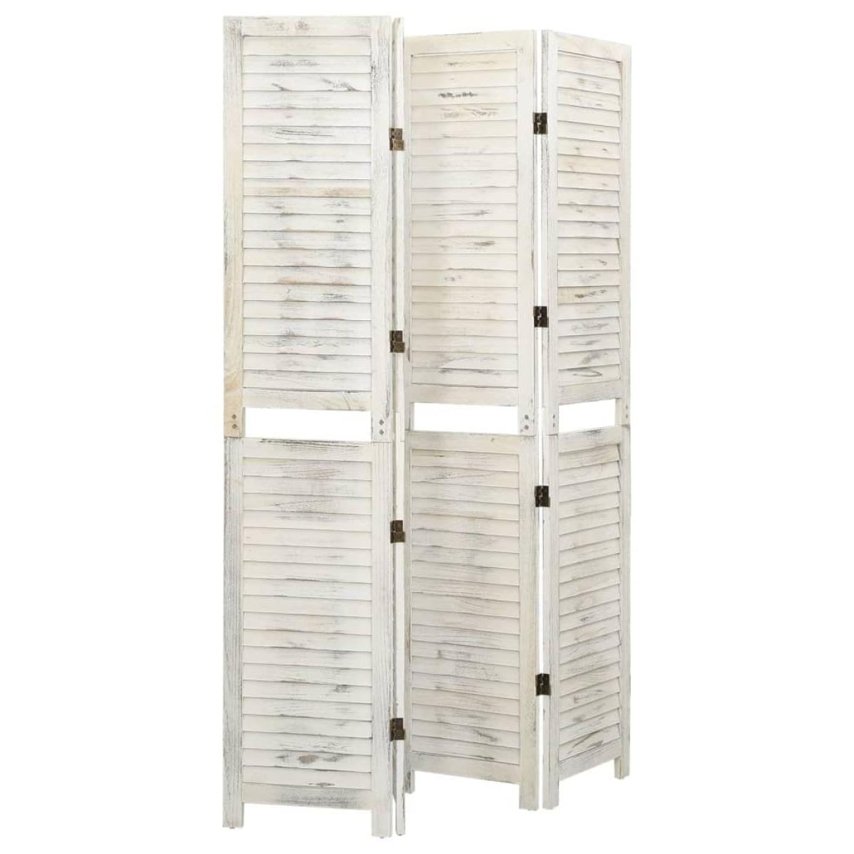 Biombo de 4 paneles madera blanco envejecido 140x165 cm