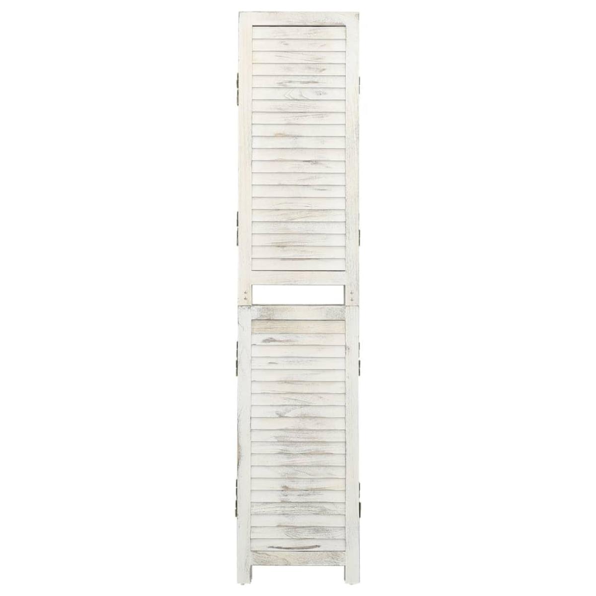 Biombo de 5 paneles madera maciza blanco envejecido 178,5x166cm