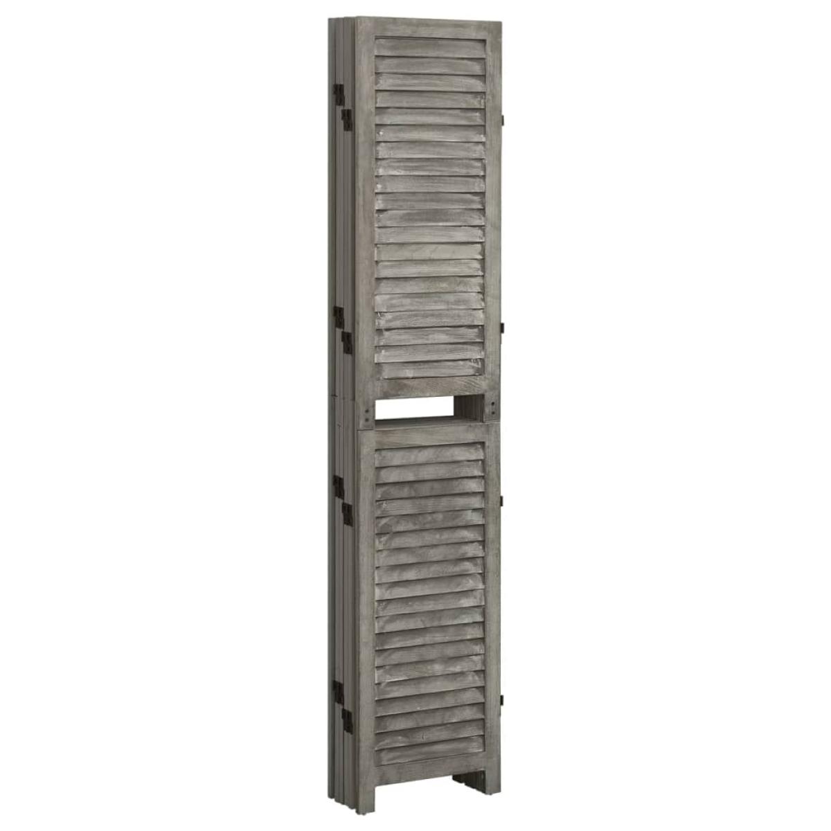 Biombo de 6 paneles de madera maciza gris 214x166 cm