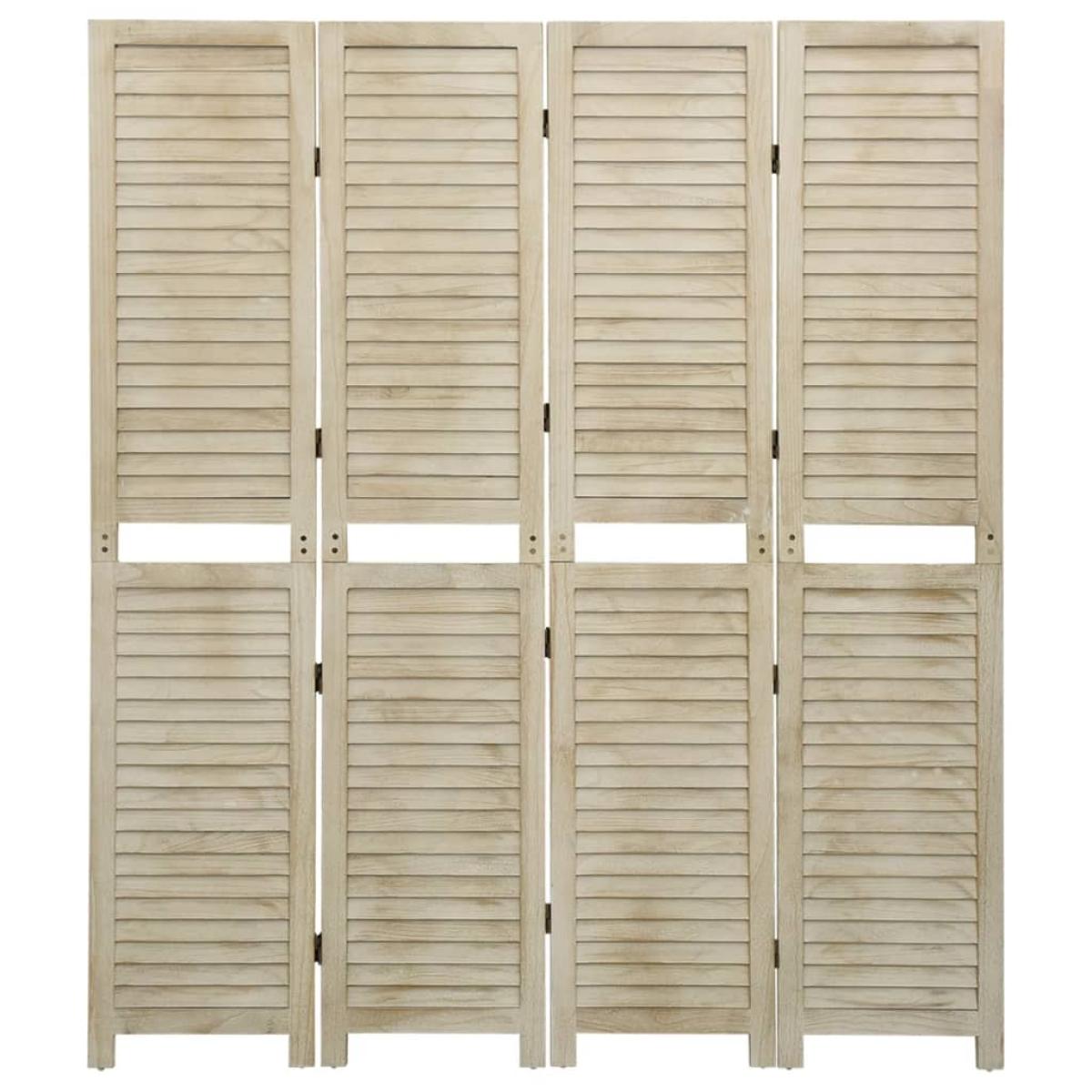 Biombo de 4 paneles de madera maciza de paulownia 140x165 cm
