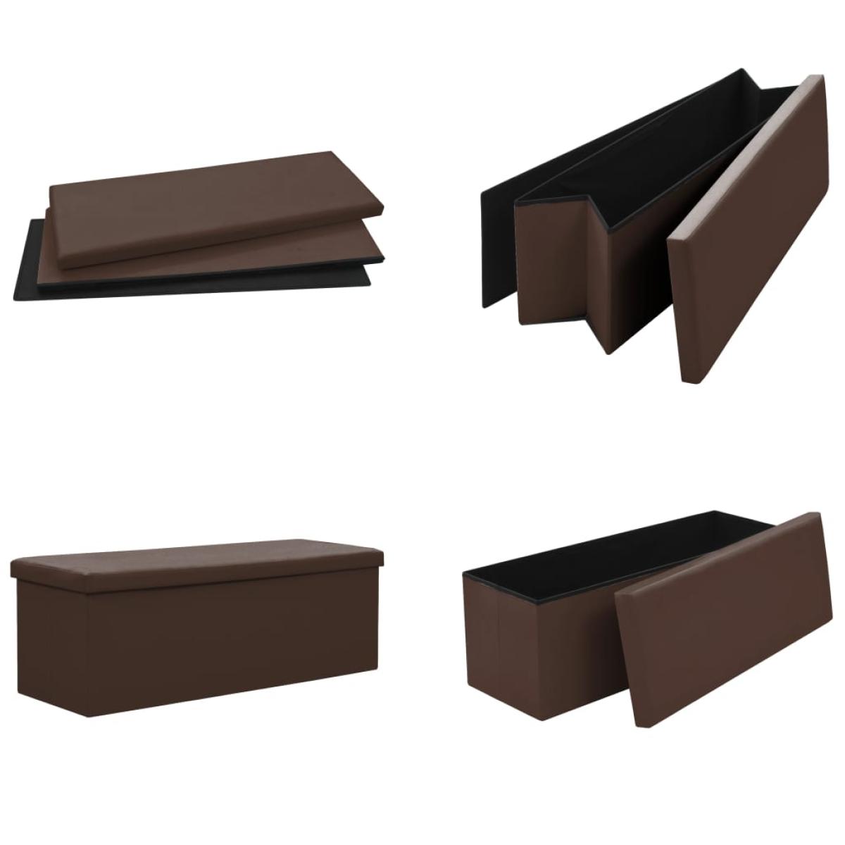 Banco con almacenaje plegable marrón PVC