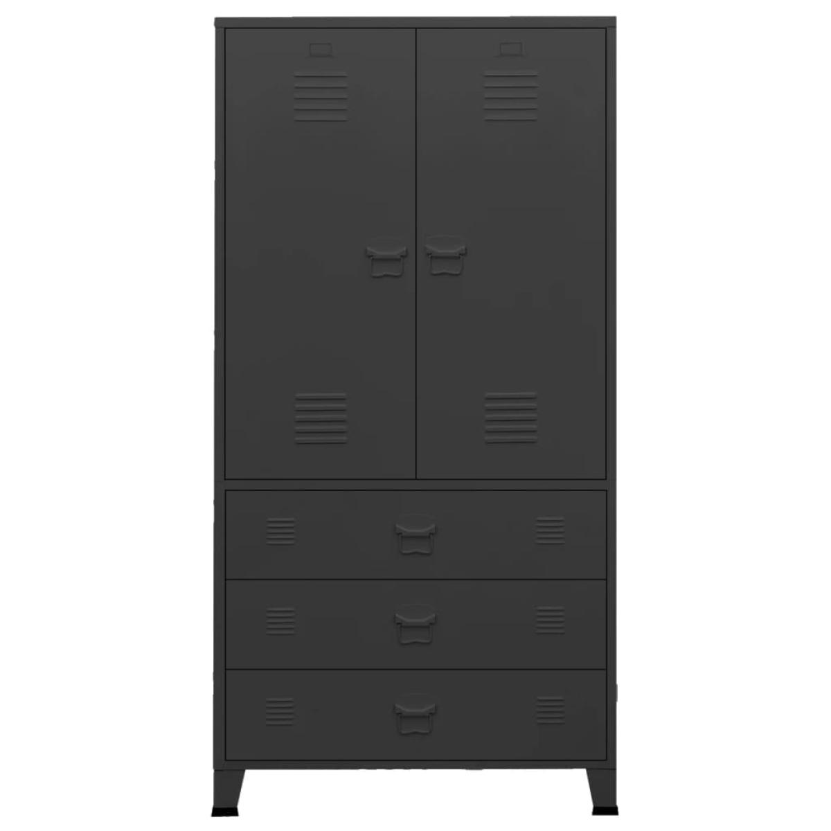 Armario industrial de metal negro 90x50x180 cm