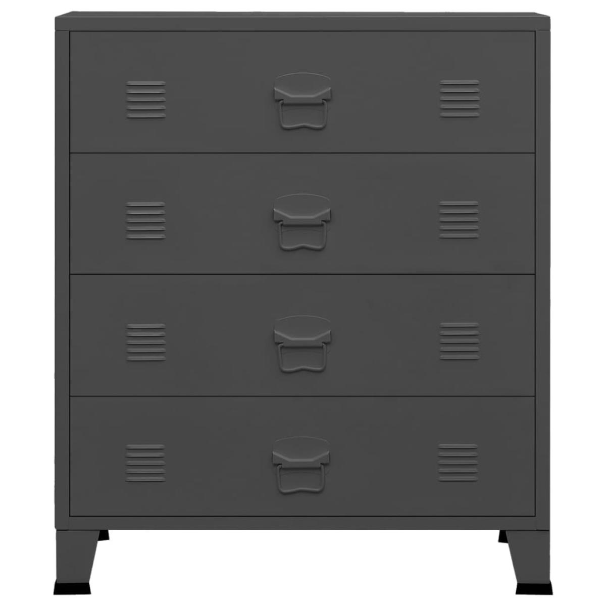 Cajonera industrial de metal gris antracita 78x40x93 cm