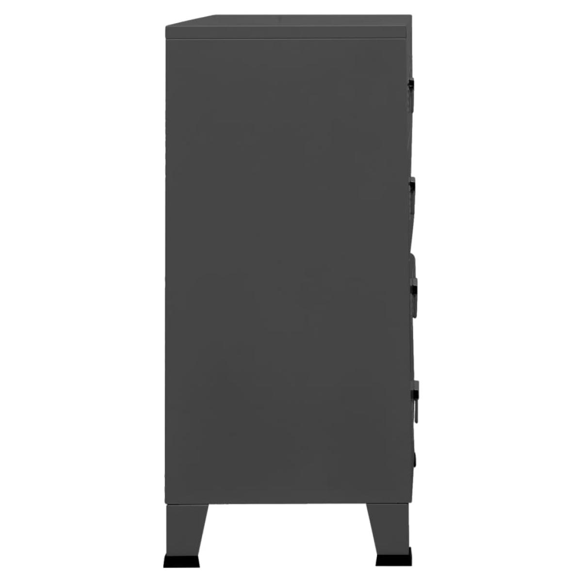 Cajonera industrial de metal gris antracita 78x40x93 cm