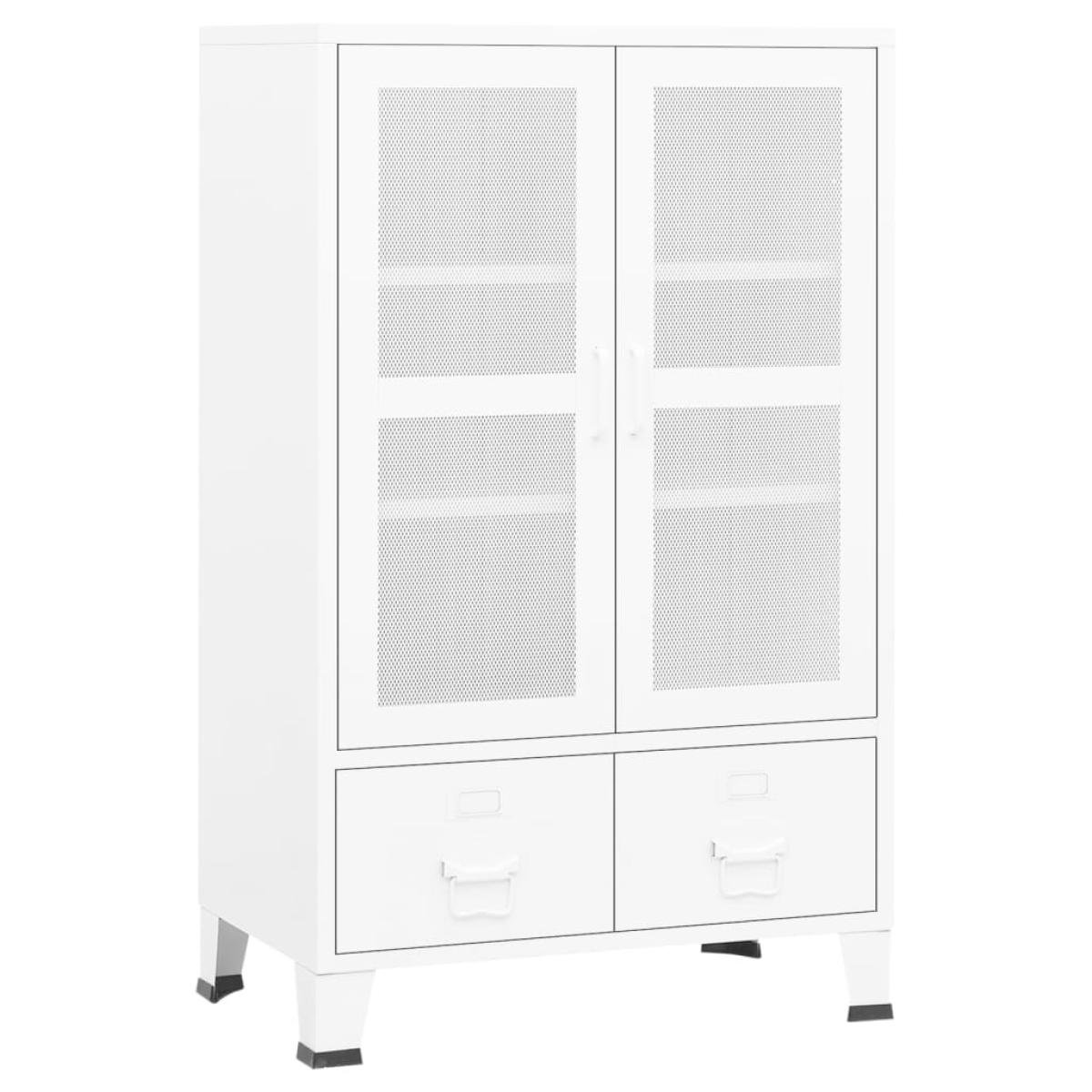Baúl de almacenaje industrial metal blanco 70x40x115 cm