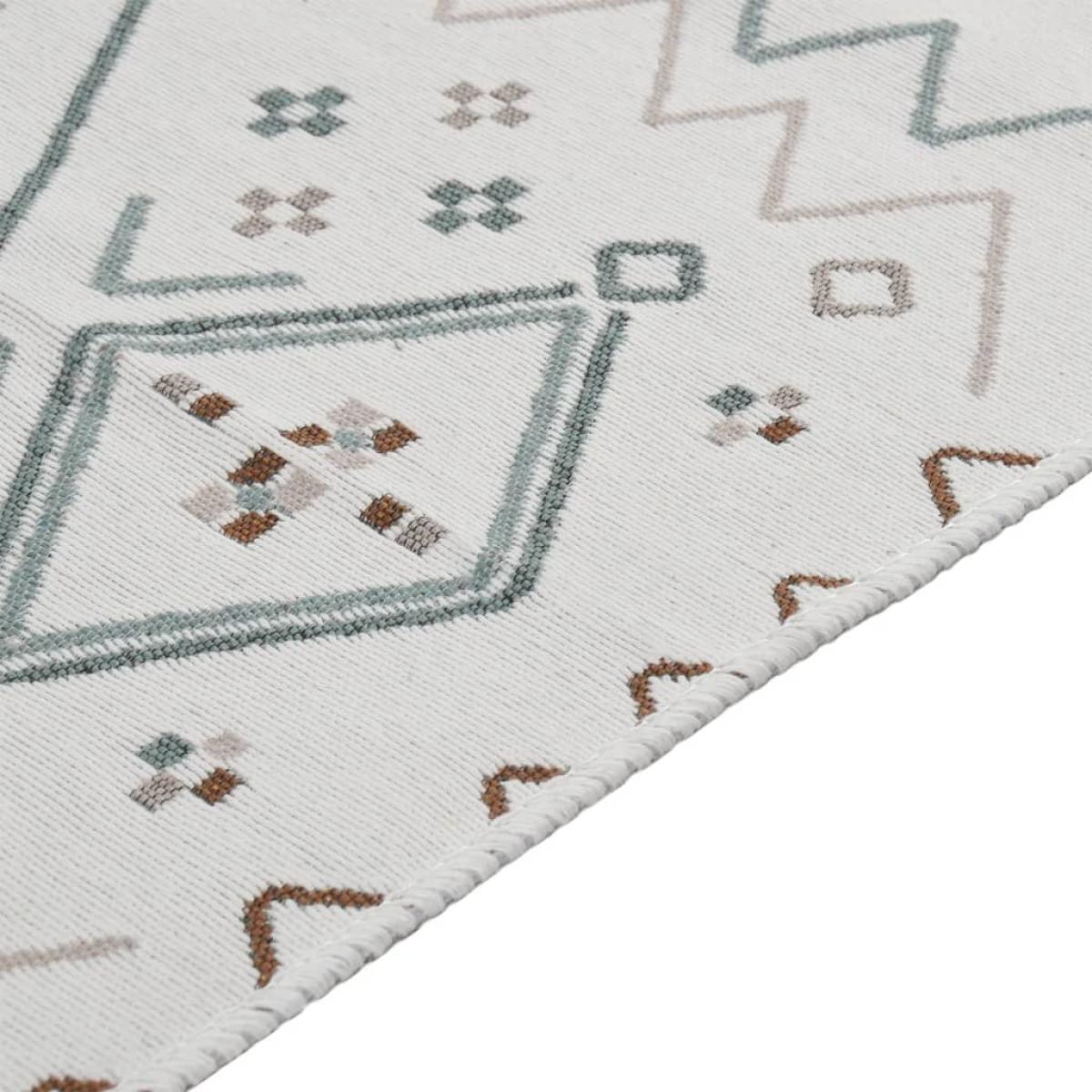 Alfombra de algodón beige y azul 120x180 cm