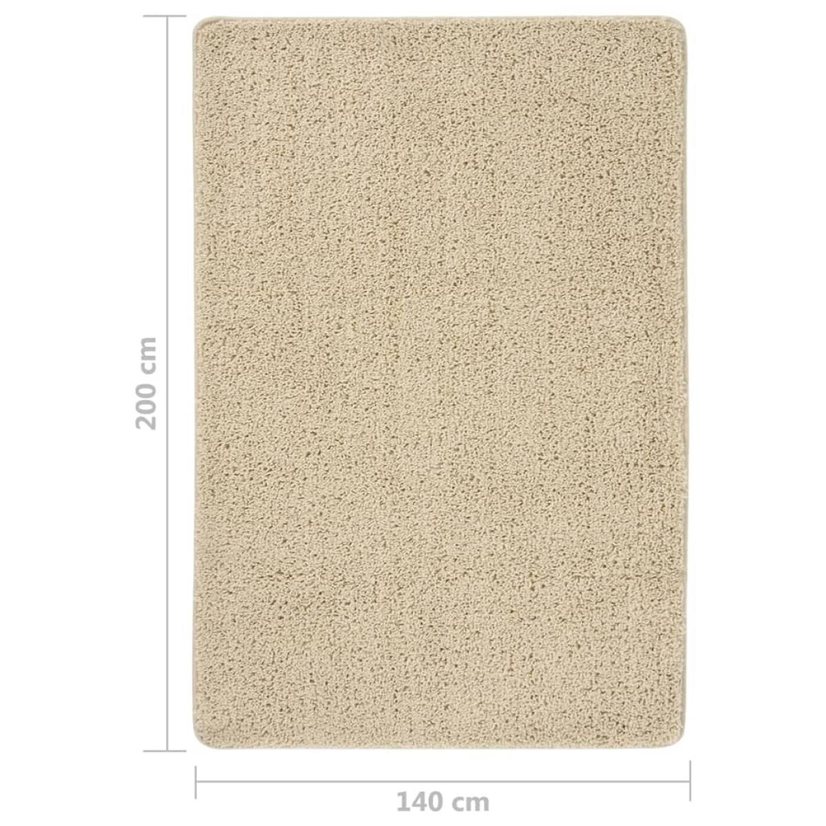 Alfombra peluda antideslizante color crema 140x200 cm