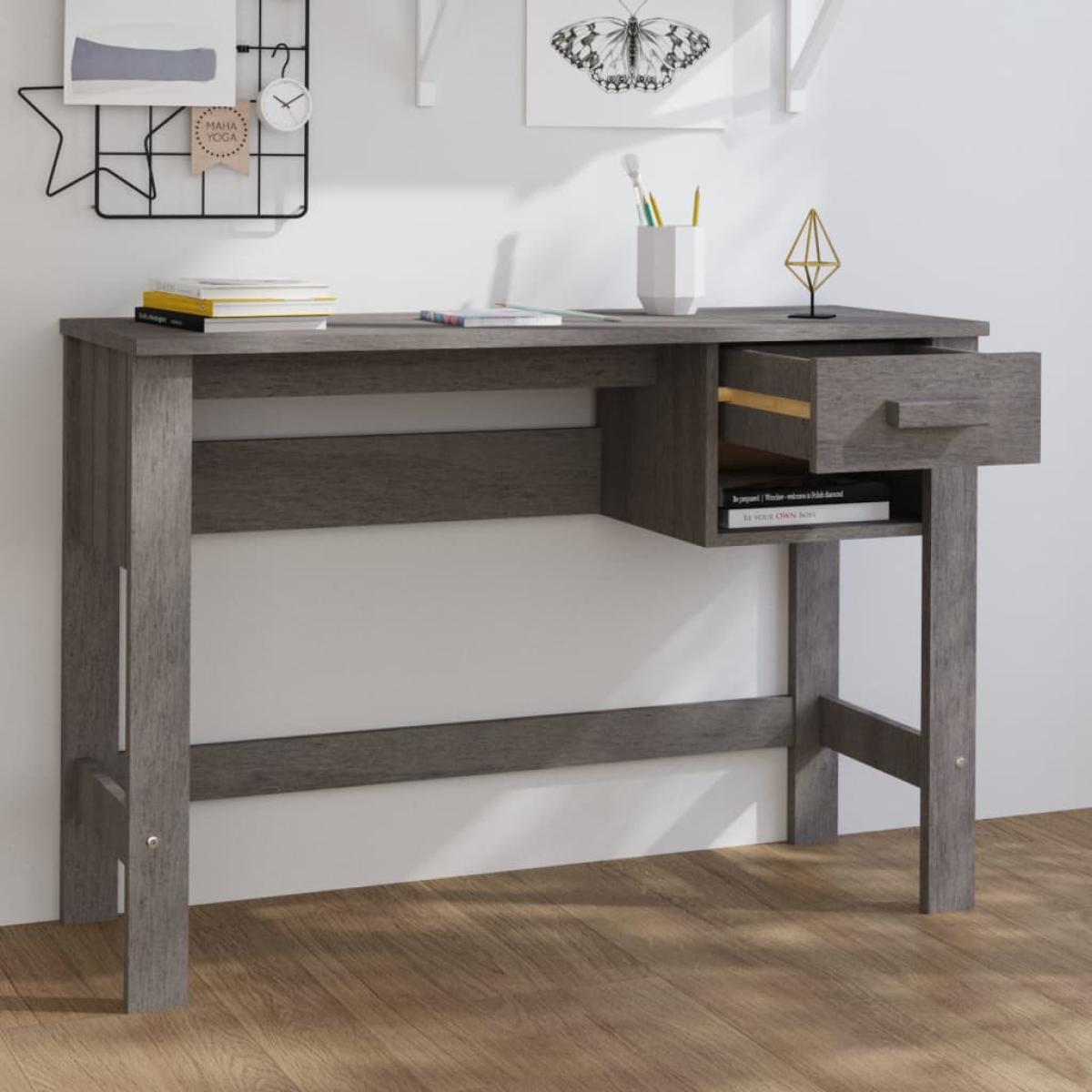 Escritorio HAMAR madera maciza de pino gris claro 110x40x75 cm