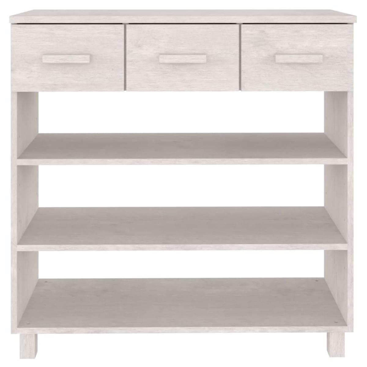 Mesa consola HAMAR madera maciza de pino blanco 90x35x90 cm