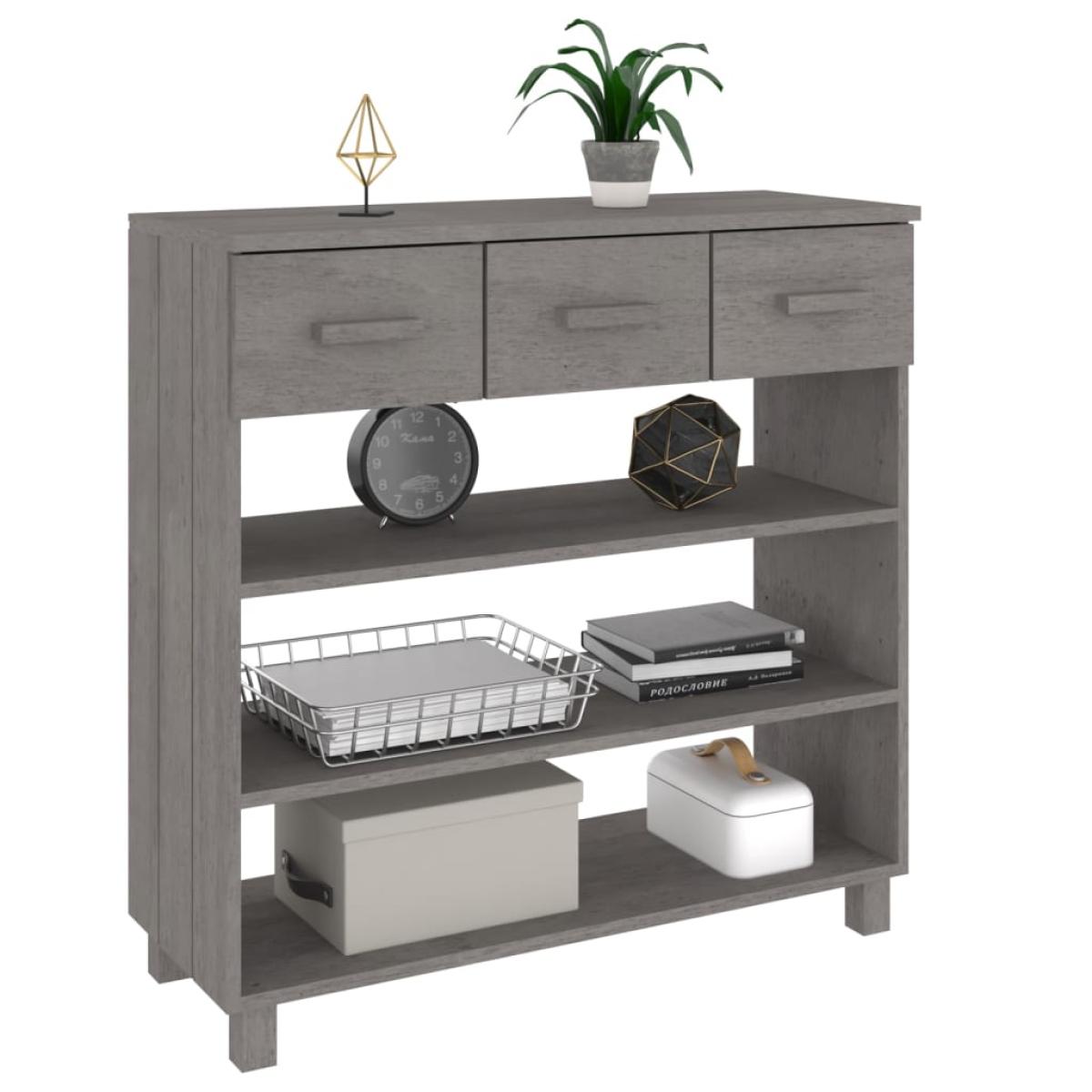 Mesa consola HAMAR madera maciza de pino gris claro 90x35x90 cm
