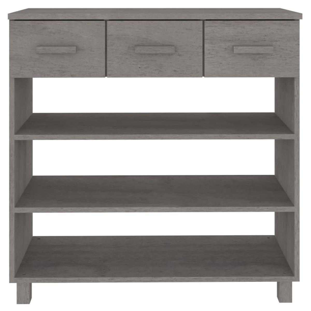 Mesa consola HAMAR madera maciza de pino gris claro 90x35x90 cm