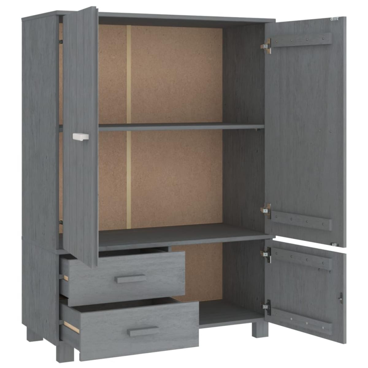 Armario HAMAR madera maciza pino gris oscuro 99x45x137 cm