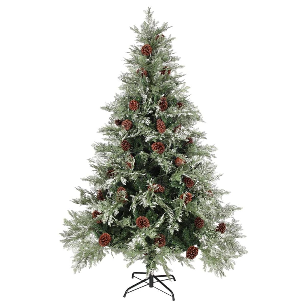 Árbol de Navidad con piñas verde y blanco PVC y PE 150 cm