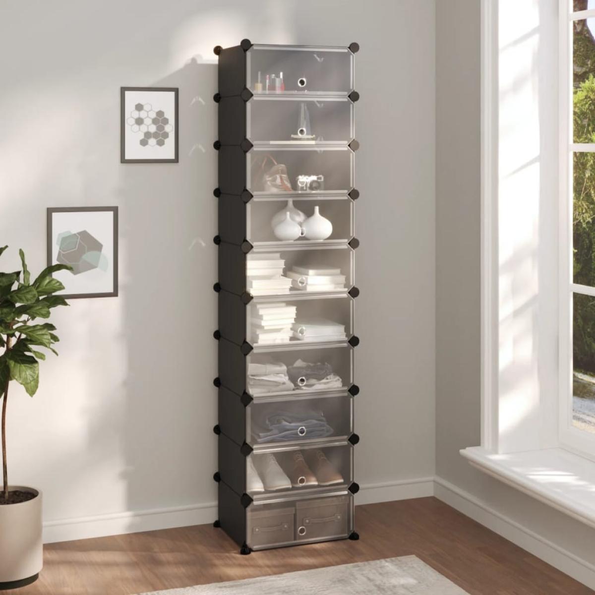 Zapatero PP negro 44x32x174 cm