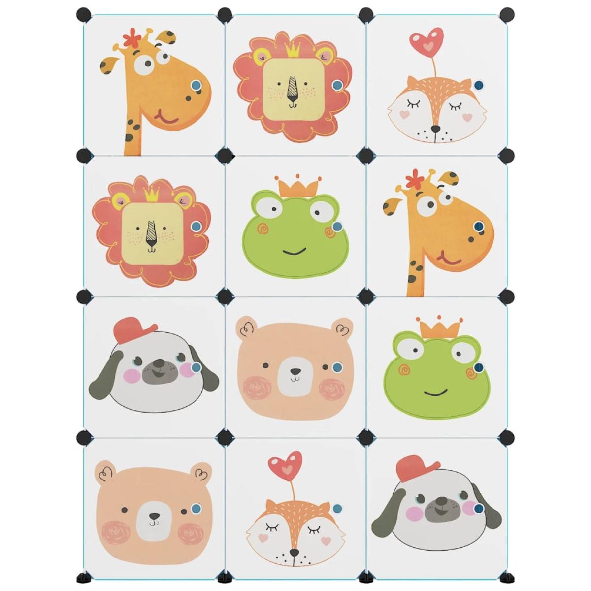 Estantería infantil de cubos con 12 compartimentos azul PP