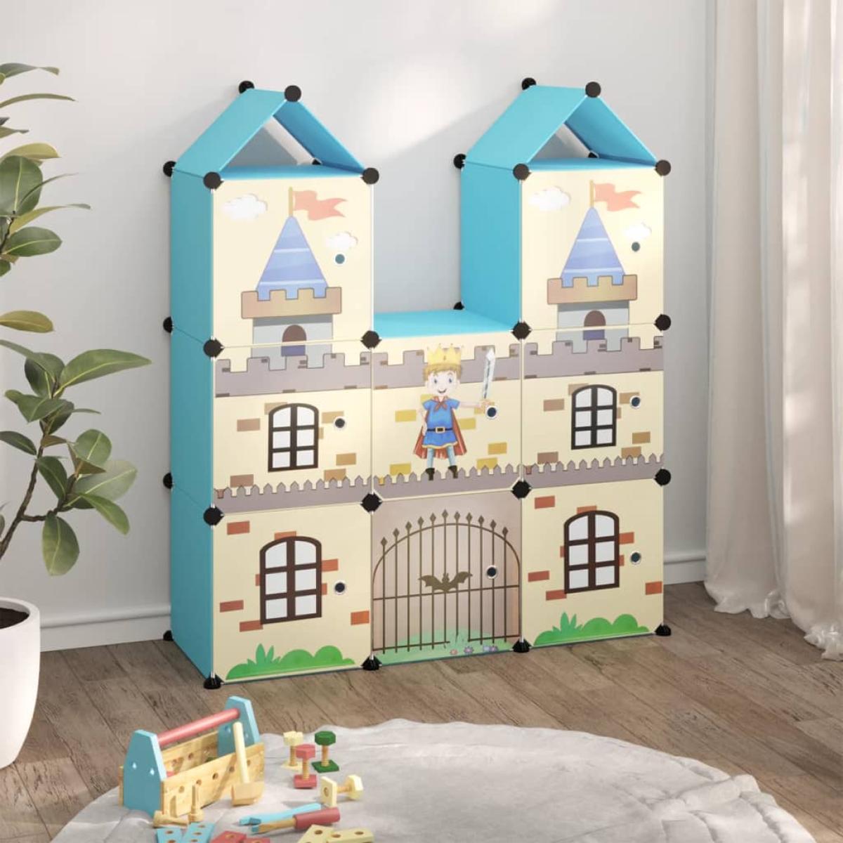 Estantería infantil de cubos con 8 compartimentos azul PP