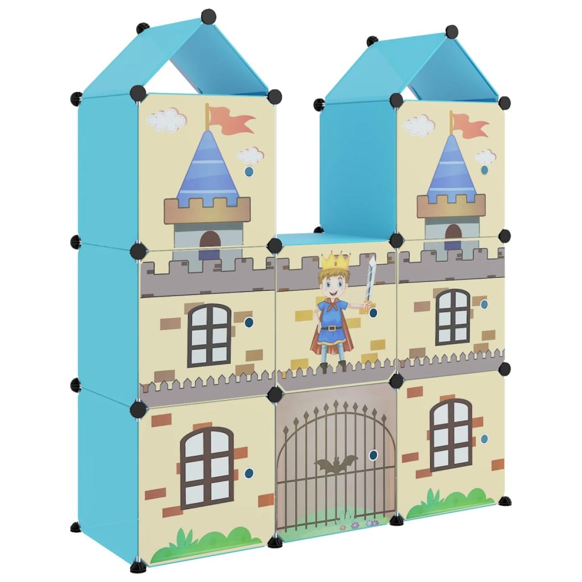 Estantería infantil de cubos con 8 compartimentos azul PP