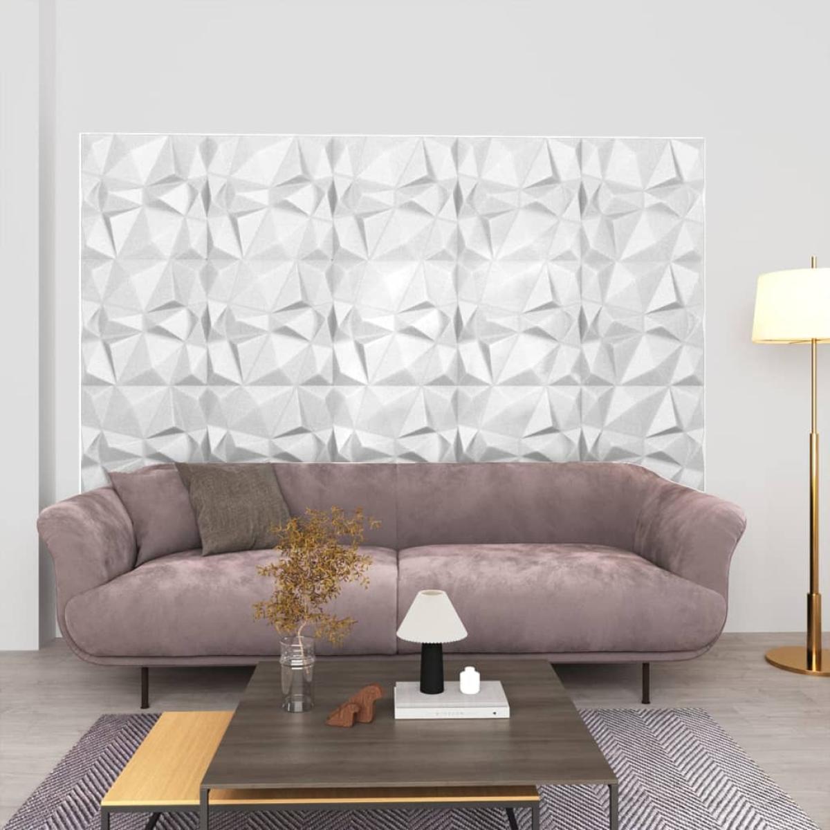 Paneles de pared 3D 12 unidades 50x50 cm blanco diamante 3 m²