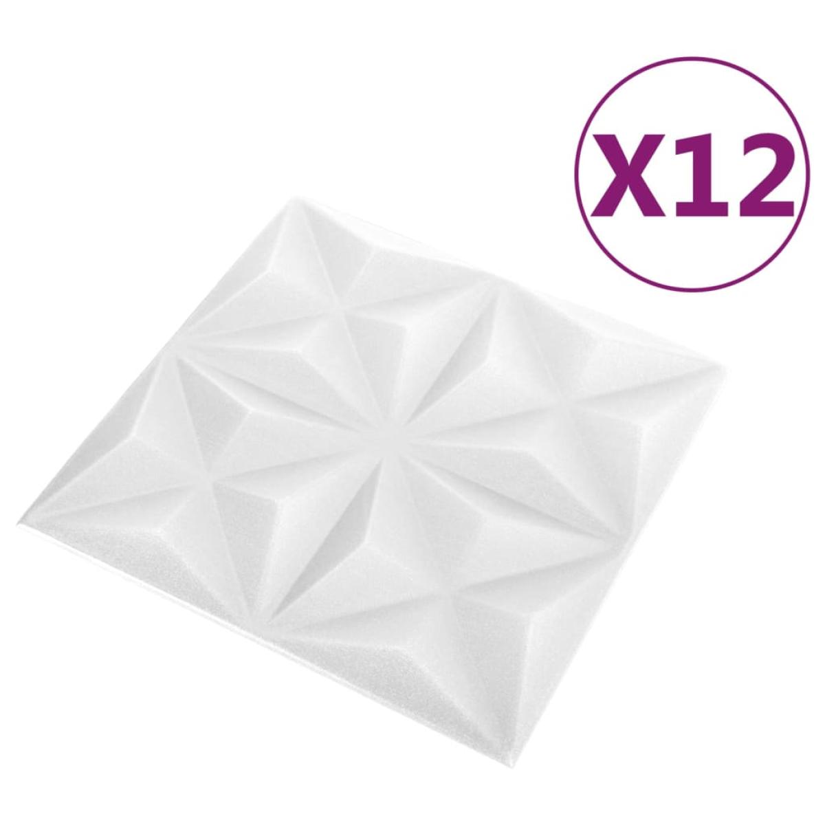 Paneles de pared 3D 12 unidades 50x50 cm blanco origami 3 m²