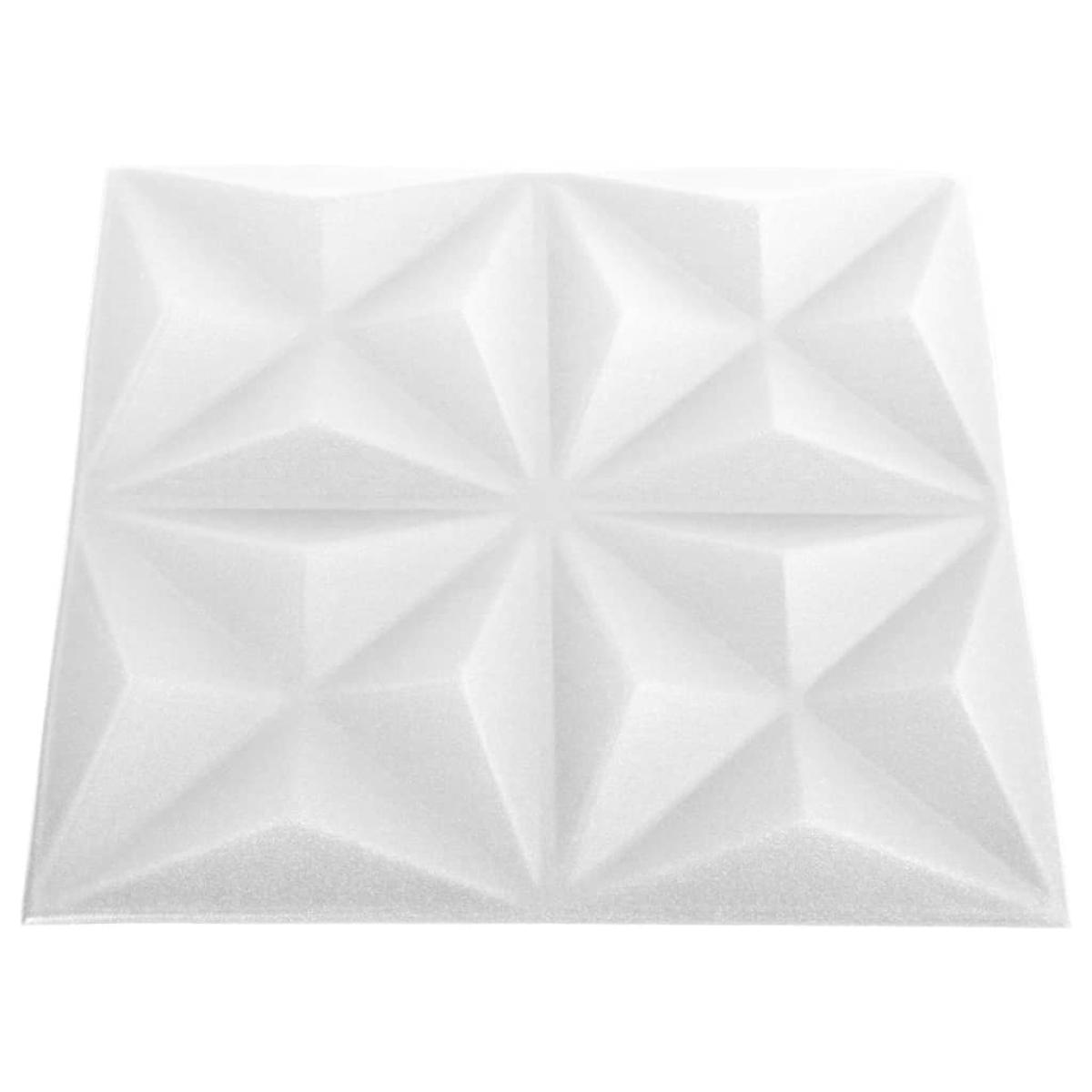Paneles de pared 3D 12 unidades 50x50 cm blanco origami 3 m²