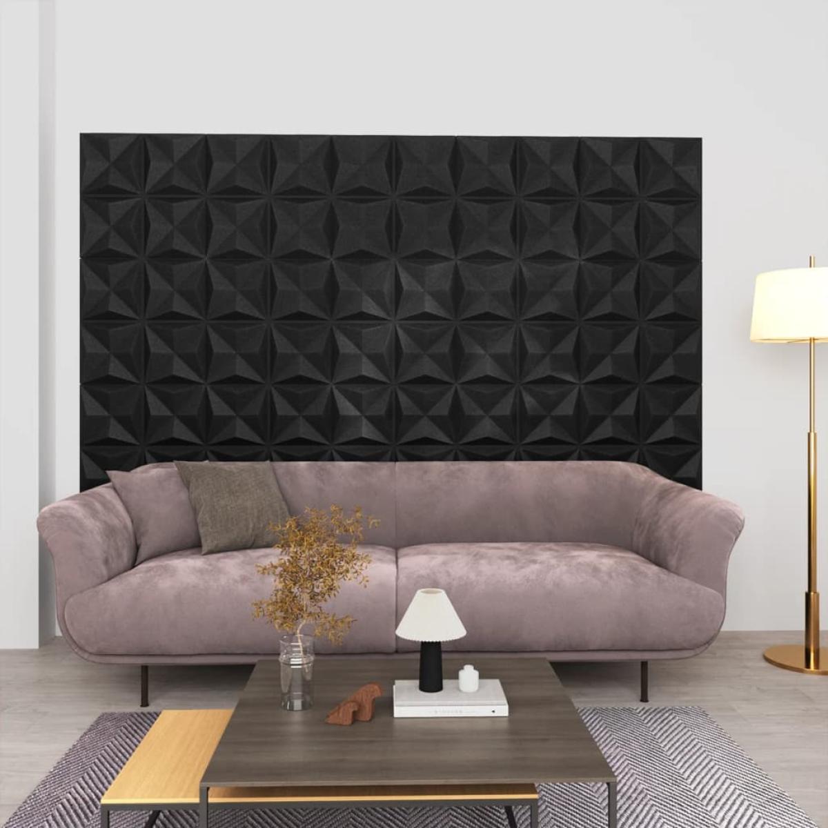 Paneles de pared 3D 12 unidades 50x50 cm negro origami 3 m²