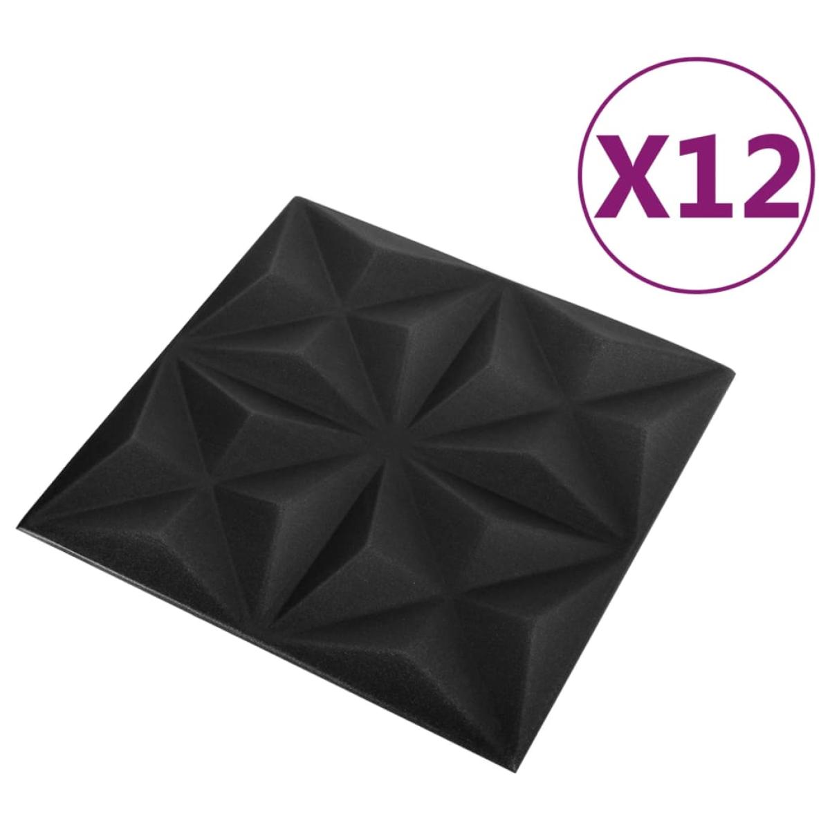 Paneles de pared 3D 12 unidades 50x50 cm negro origami 3 m²
