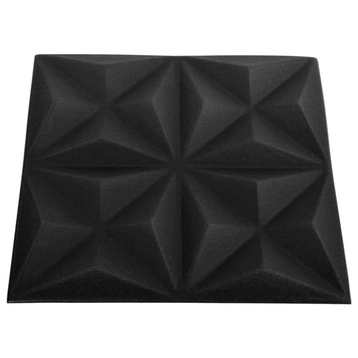 Paneles de pared 3D 12 unidades 50x50 cm negro origami 3 m²