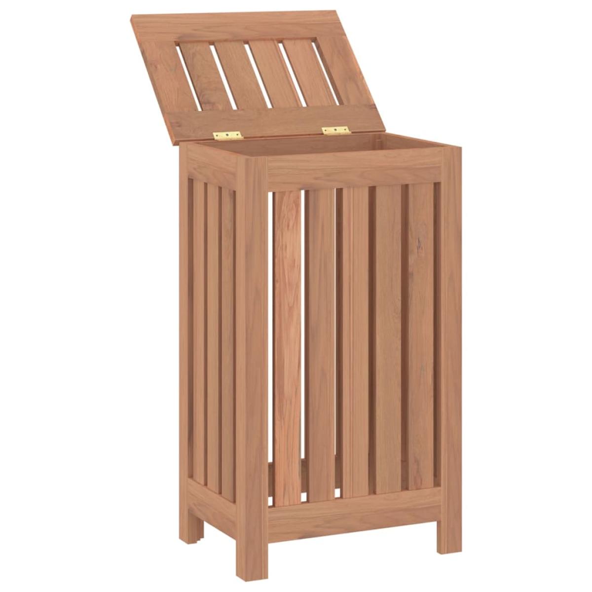 Cesto de ropa sucia madera maciza de teca 35x25x60 cm