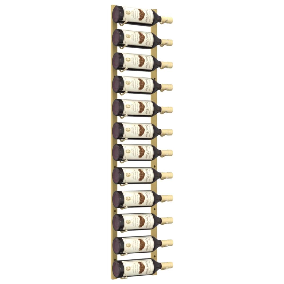 Botellero de pared para 12 botellas hierro dorado