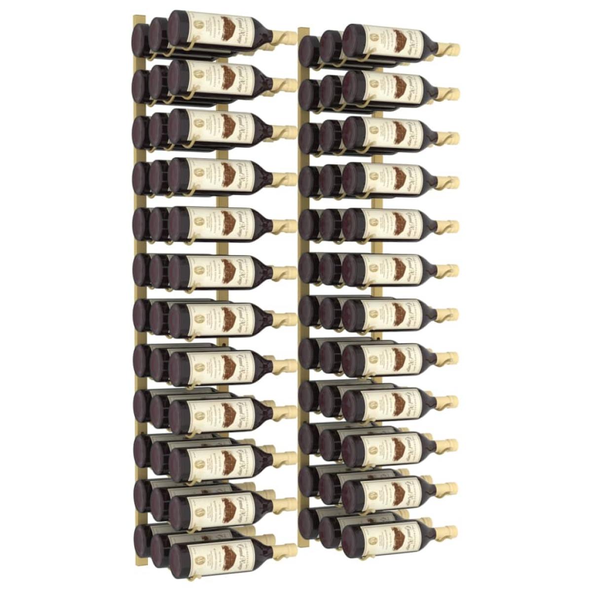 Botellero de pared para 36 botellas 2 unidades hierro dorado