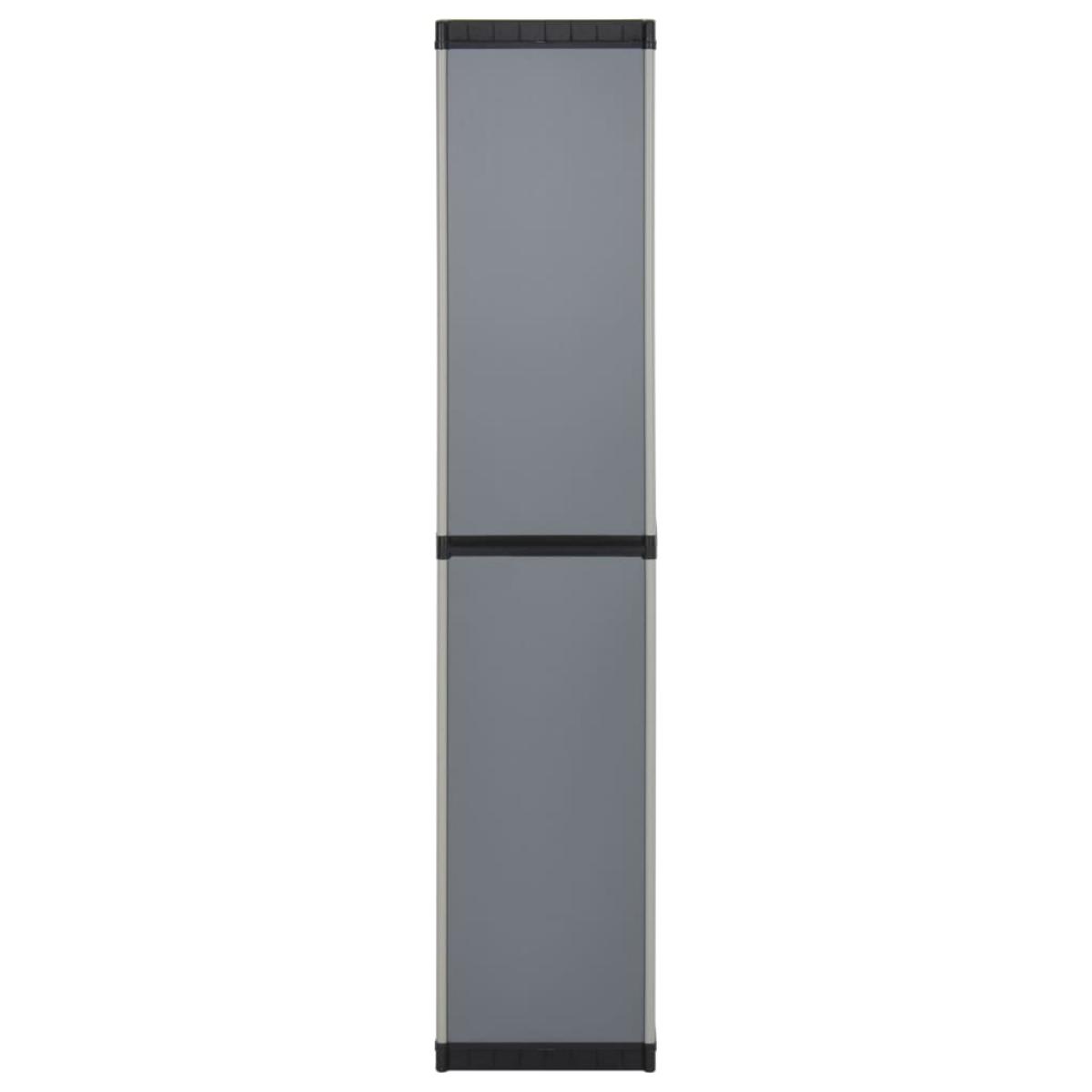 Armario de jardín con 3 estantes gris y negro 34x40x168 cm