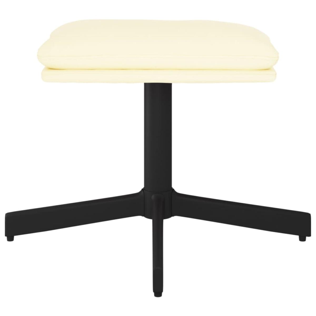 Reposapiés de cuero sintético color crema 60x60x39 cm