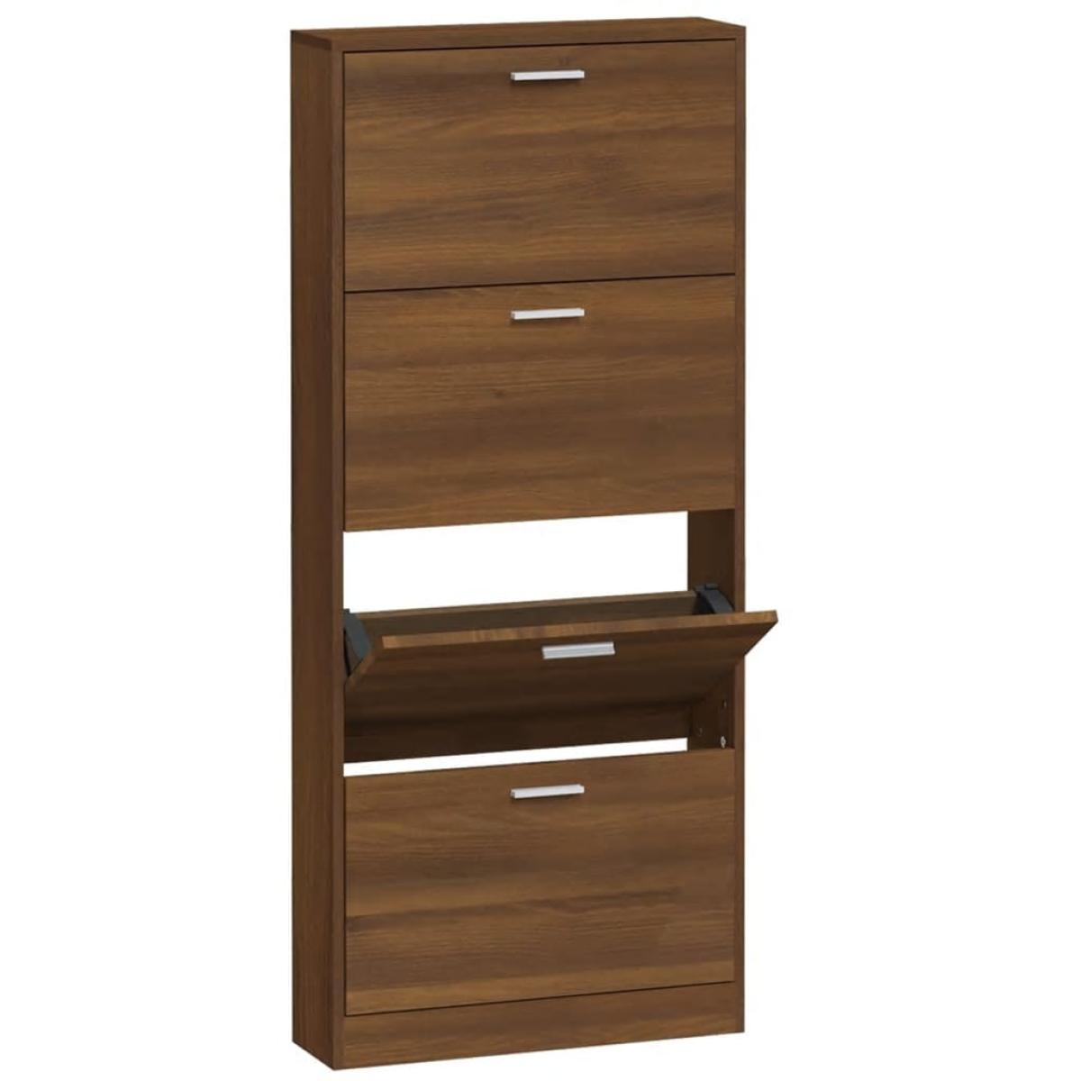Mueble zapatero madera contrachapada marrón roble 59x17x150 cm
