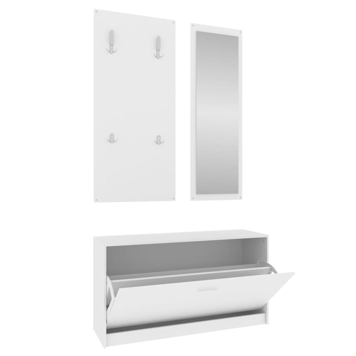 Set de mueble zapatero 3 en 1 madera contrachapada blanco